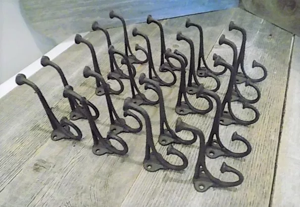 20 Rustic Cast Iron Coat Hat Wall Hooks Restore School Farm Towel Bath Kitchen