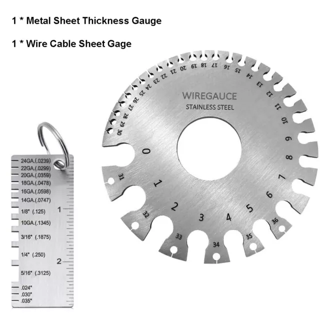 Stainless Steel Wire Metal Sheet Thickness Gauge & Round Dual Sided Sheet Guage