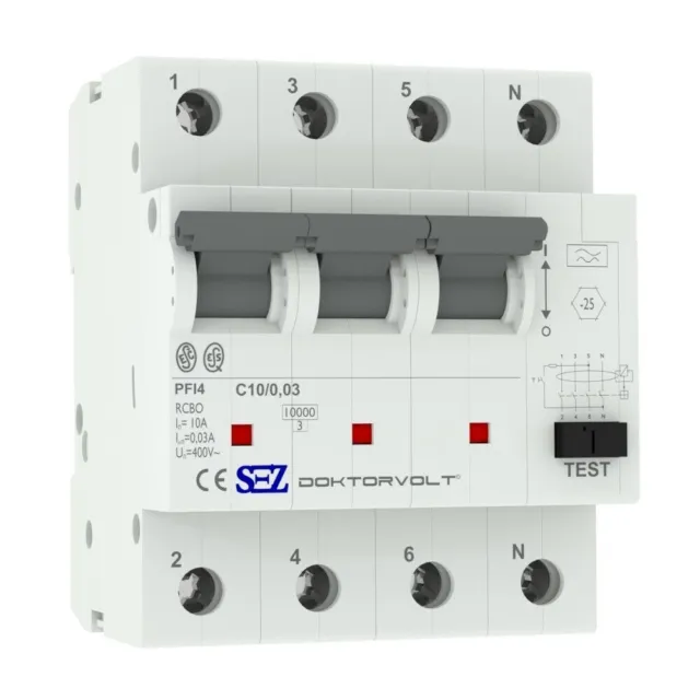 Interrupteur FI/LS FI/LS C10 30mA 4p 10kA RCBO 0090921 Interrupteur combiné...