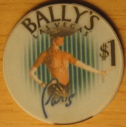 Bally's Paris $1 Casino Poker Chip Las Vegas Showgirl