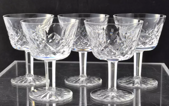 Set of 5 Waterford Cut Crystal Lismore 4 1/4 Inch Liquor Cocktail Glasses