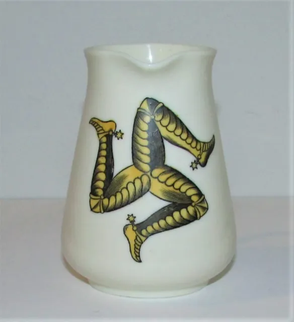 W H Goss England Fine Porcelain Jug Souvenir Crestware Isle Of Man 3 Legs