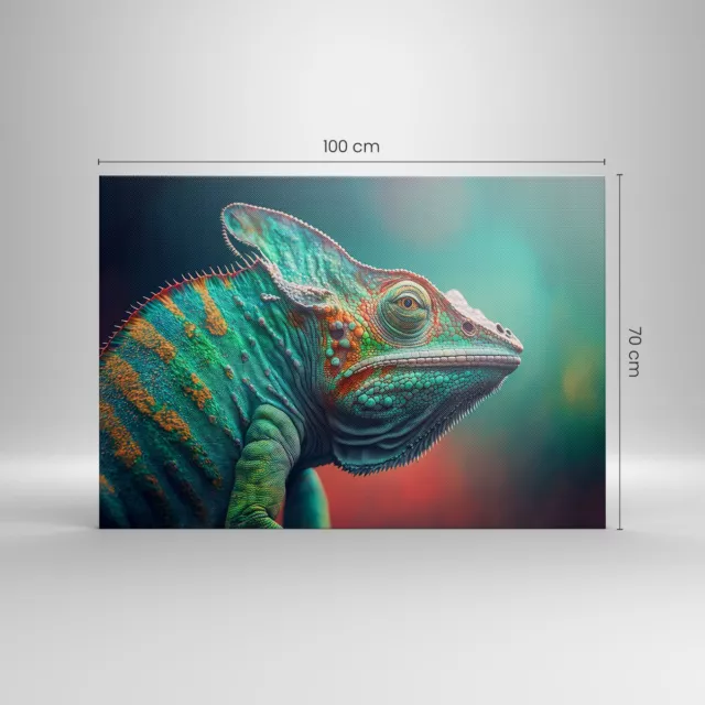 Impression sur Toile 100x70cm Tableaux Image Photo Cam�l�on Animaux Reptile 3