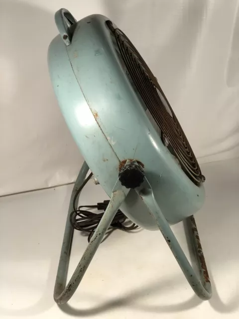 Vintage Lasko Aqua Bleu Métal Fan 2-Speed Mi Siècle Industriel Sans 1250 Made US 3