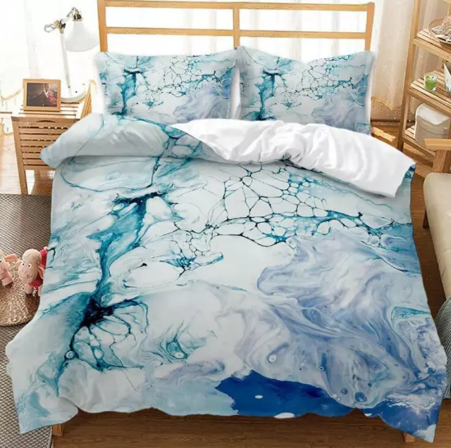 3D Marble Pattern Duvet Cover Bedding Set Doona Quilt Cover Pillow Case Art