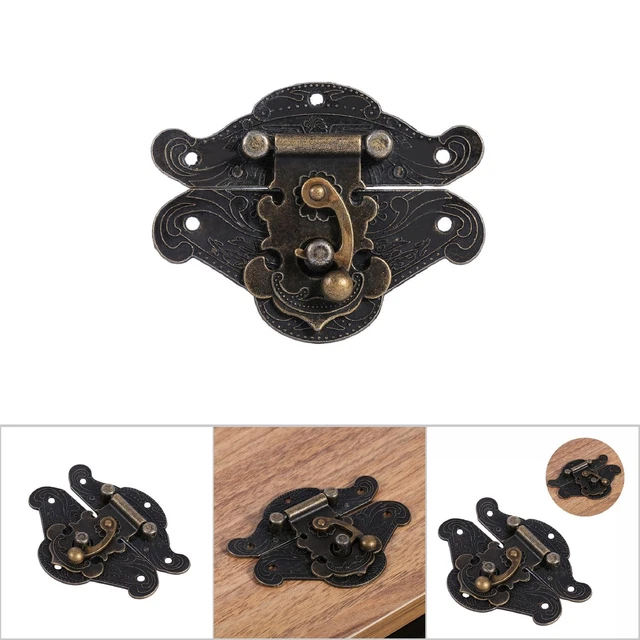 HD (L)Antique Retro Vintage Decorative Latch Hasp Pad Chest Lock Plate For Woode