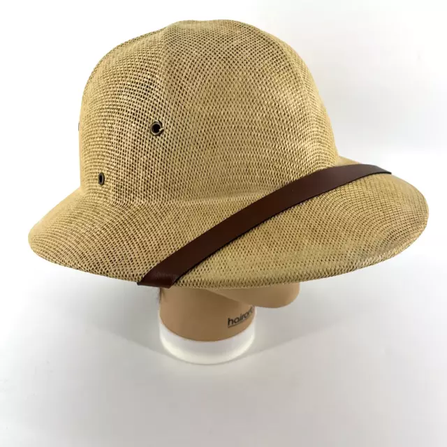 DORFMAN PACIFIC Straw Pith Helmet Twisted Toyo Tan Structured Safari Hat OSFA