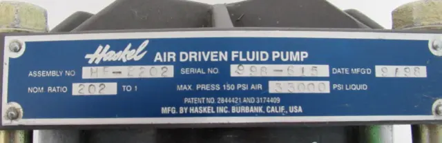 Refurbished Haskel Hf-B202 Air Driven Pump Hfb202 3