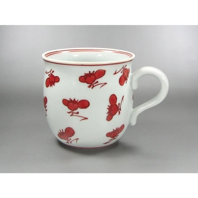 Mug Curved Rim ARITA WARE GEN'EMON Kiln Red Plum Blossom Mug With Curved Rim Large Old ...