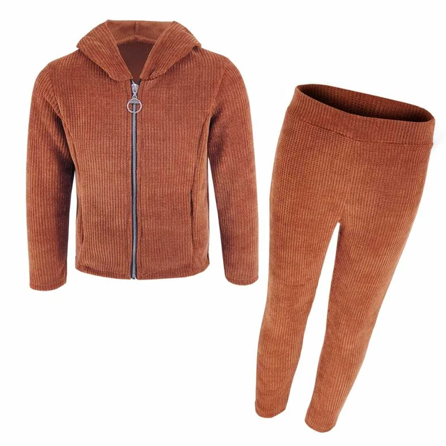 Girls Kids Knitted Hoodies Lounge wear Tracksuit Joggers 2 PCS Set  3 -13 Years