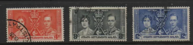 Malaya Straits Settlements 1937 Coronation fine used set stamps