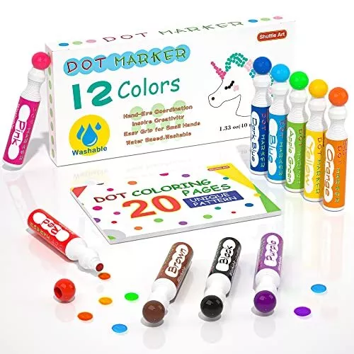 Dot Markers   Waschbare Punktmarker  12 farbige Bingomarker Bingo Dabbers  m...