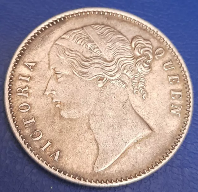 1840 British India Queen Victoria One Rupee Silver Coin.