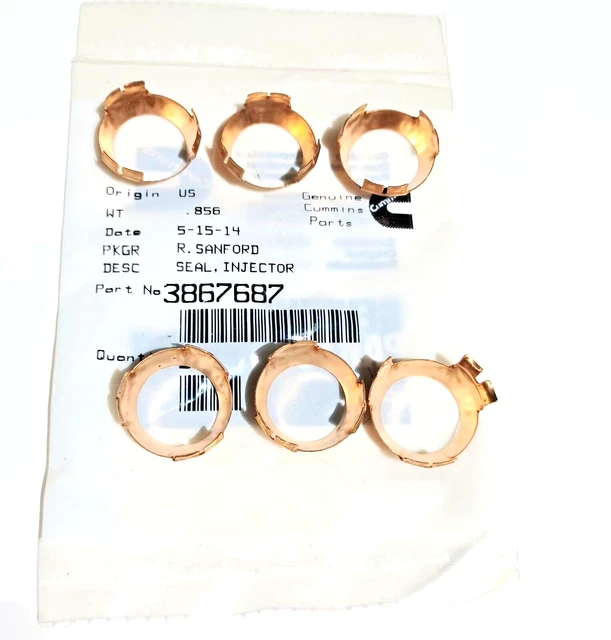 3867687 QTY 6  SEAL INJECTOR for Cummins  QSK 19/ 23 /  38/ 45/ 50/ 60   4307148