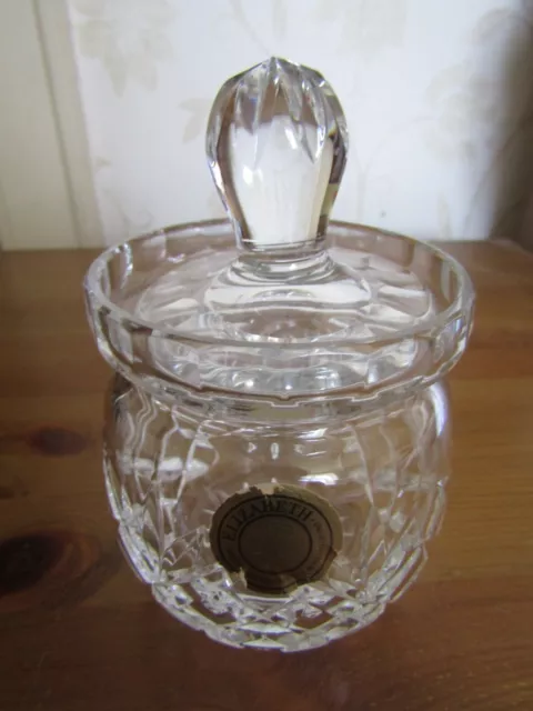 Vintage Elizabeth lead crystal cut glass lidded preserve honey pot