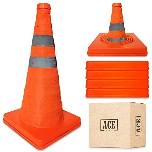 Collapsible Traffic Cones Safety Cones - 4 Pack, 18 Inch - Parking Cones 4-Pack