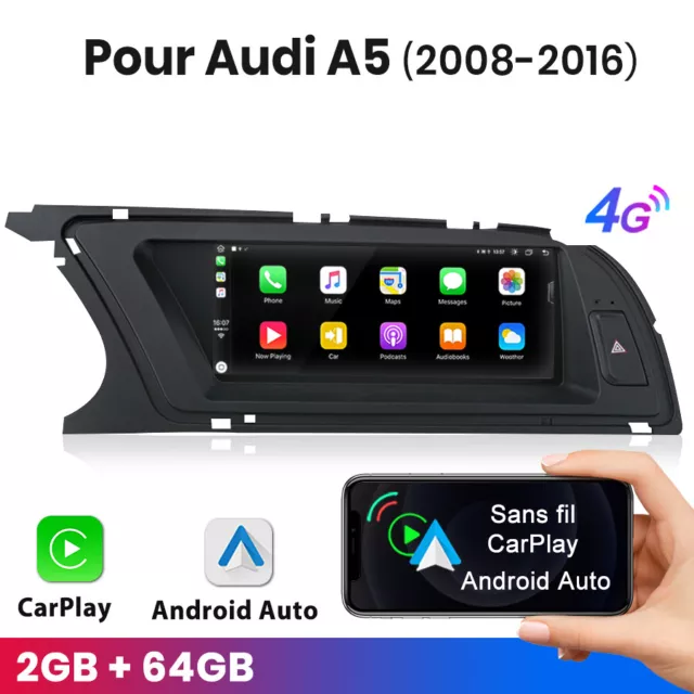 2+64GB Carplay Android Pour Audi A5 2008-2016 Autoradio GPS Navi WIFI BT RDS DAB