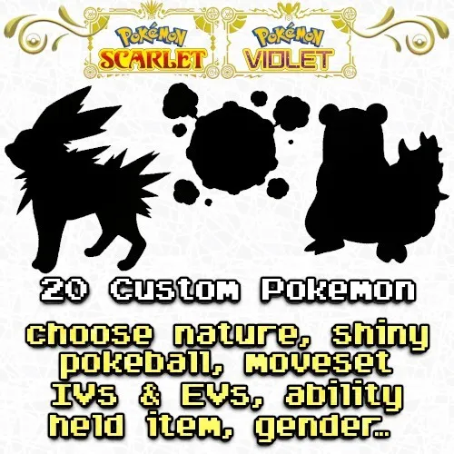 20 Personalizado Pokemon Brillante Capacidad Retenido Artículo Nature Poke Ball
