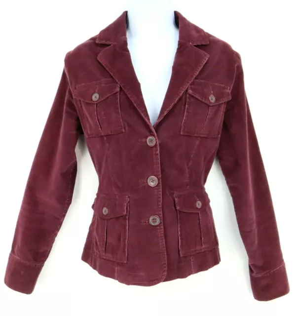 Sonoma Life + Style Corduroy jacket Womens S Maroon Cotton Blend Pockets CAREER