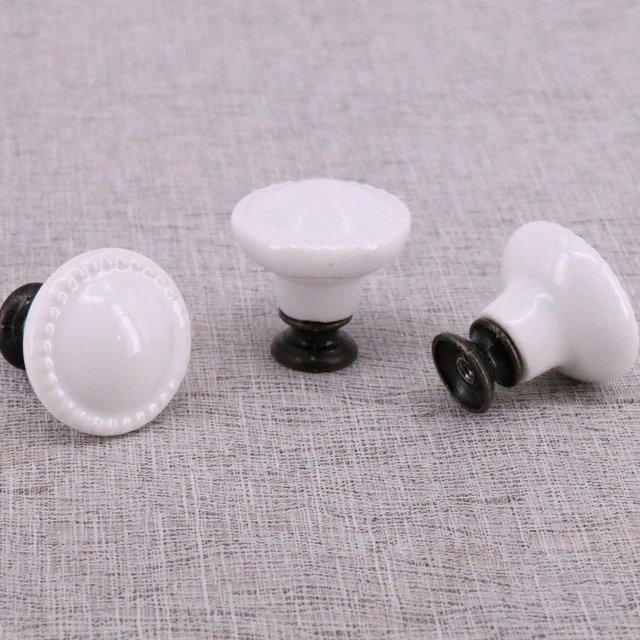 8PCS Ceramic White Door Knob Drawer Cabinet Kitchen Wardrobe furniture Handle