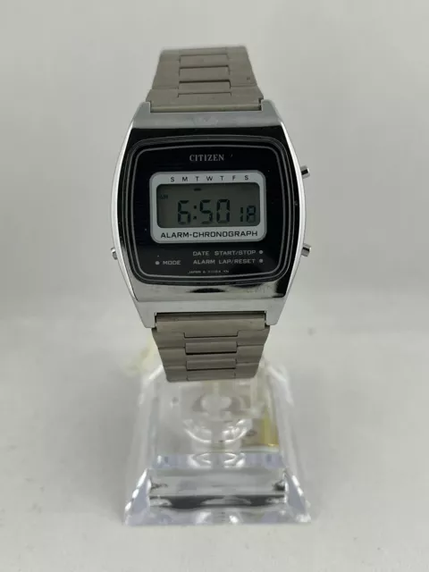 Retro NOS Herrenarmbanduhr LCD-Uhr Citizen Alarm Chrono Quartz, funktioniert