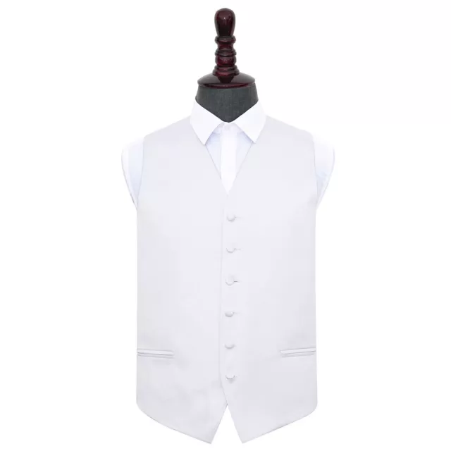 DQT Satin Plain Solid White Formal Tuxedo Mens Wedding Waistcoat S-5XL