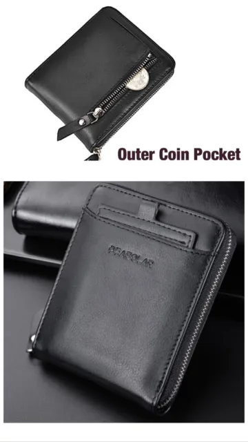 Men RFID Blocking Leather Bifold Wallet Credit Card ID Holder Zip Around Purse 6
