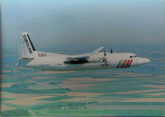 (x2e) Airplane Postcard: SAS Scandinavian Commuter, Fokker 50