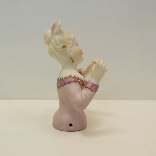 Bisque Porcelain French Style Arms Away Pincushion Half Doll Marchioness Figurin 3