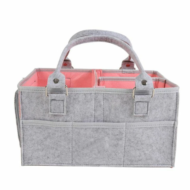 Large Protable Felt Baby Diaper Caddy Organizer Bag Diaper Toy Storage Basket 3