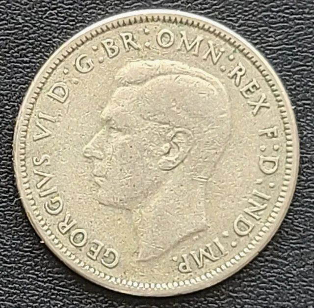 1946, Australia, 1 Florin, George VI, Silver, KM#40a .500 silver