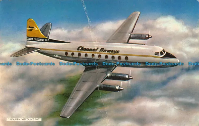 R070589 Golden Viscount 707. Fly Channel Airways. K. Woolcott