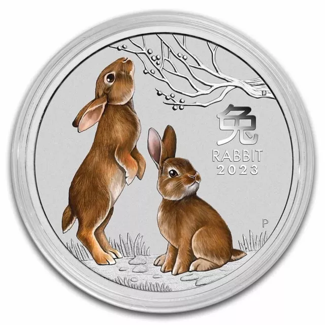 NEW - 2023 - LUNAR YEAR of the RABBIT - COLORIZED - 1 OZ .9999 SILVER - $68.88