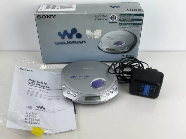 Boxed Sony D-E351 Silver CD Walkman Portable CD Player - Silver Ship Worldwide