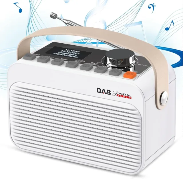 Greadio DAB Radio with Bluetooth, DAB/DAB+Digital Radio, Portable Mains and Batt