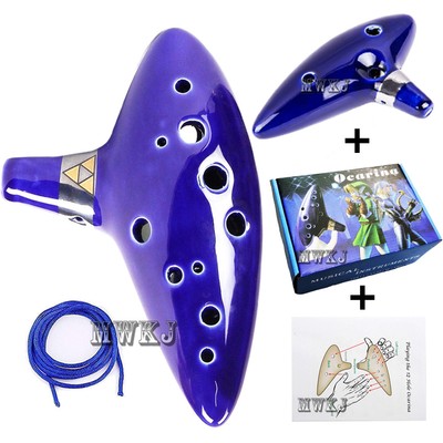 12 Hole Ocarina Ceramic Alto C Vessel Flute Wind Legend of Zelda Instrument &Box