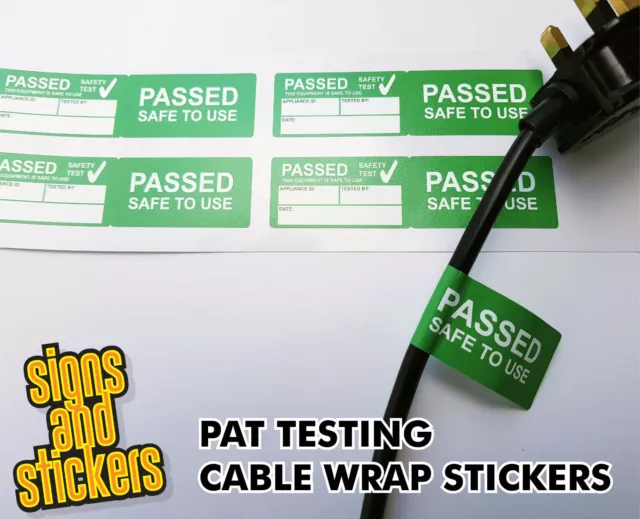 200 autocollants Passed Cable Wrap étiquettes Pat Test