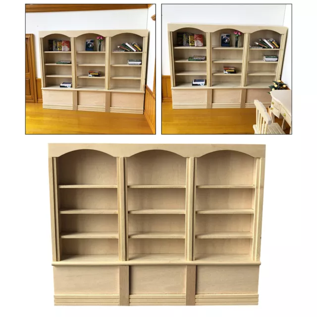 1/12 Dollhouse Miniature Furniture Wooden Bookcase Cabinet Bookshelf