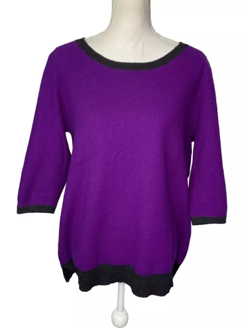 Neiman Marcus 100% Cashmere Women’s Sweater Purple Gray Round Neck Size Large