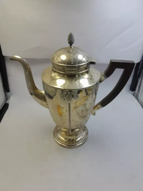 Old Used Brass Silver Plated Pot Coffee Tea GUST ERIKSSON ESKILSTUNA Stamped