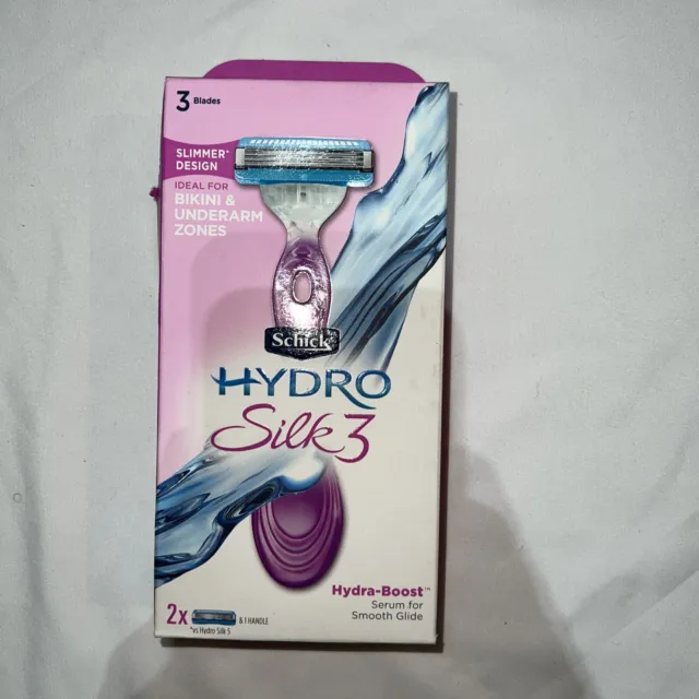 Schick ~ Navaja de afeitar Hydro Silk3 ~ 1 mango 2 cuchillas Hydra ~ Boost Serum