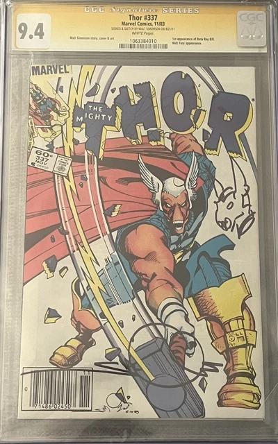 Thor 337 CGC 9.0 NEWSSTAND 1st Beta Ray Bill SIGNED & SKETCHED by Walt Simonson