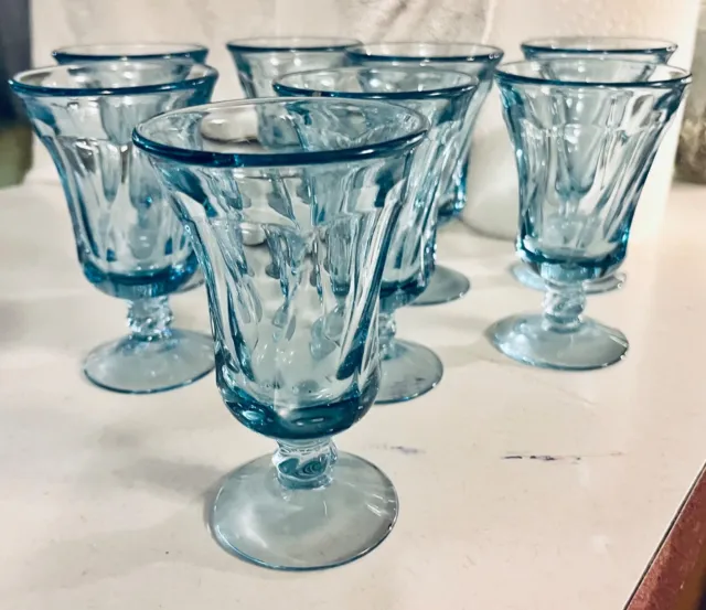 SET OF 8 Fosteria Jamestown Blue vintage juice goblets H- 4 3/4 