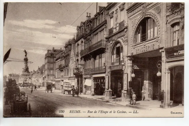 REIMS - Marne - CPA 51 - Théme Commerce - Brasserie et Casino Rue de l' Etape