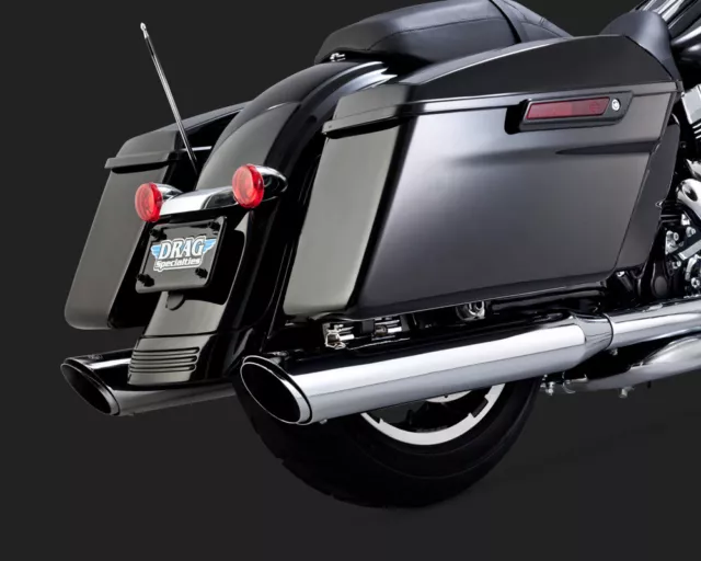 Vance & Hines 16763 Chrome Round Twin Slash Slip-On Mufflers for Harley-Davidson
