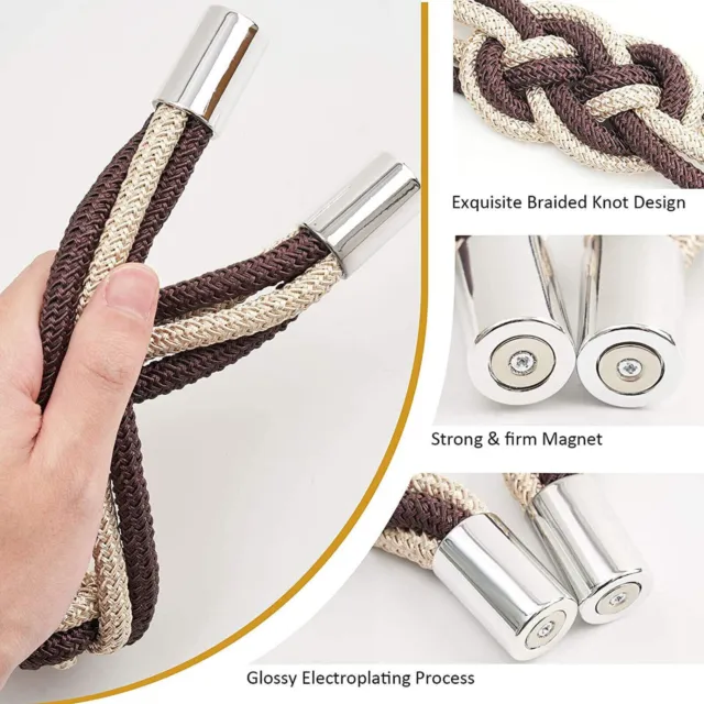 Beautiful Weave Rope Knot Curtain Holdbacks Tiebacks Coffee and Beige pack of 1 3