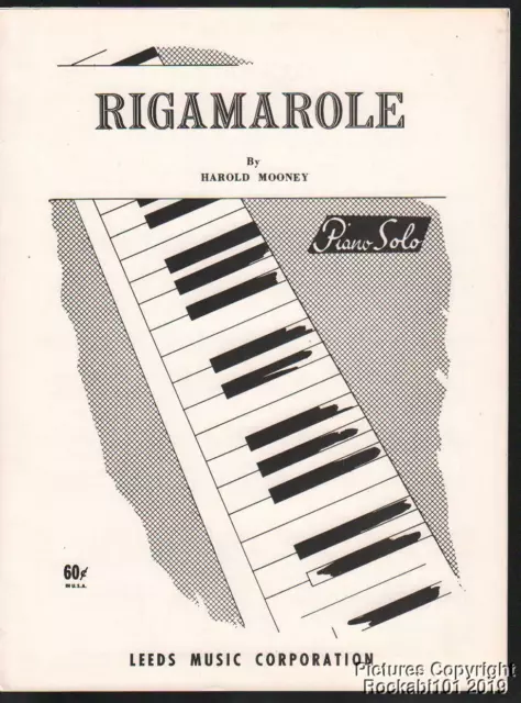 1962 Harold Mooney Piano Solo Feuille Musique (Rigamarole)