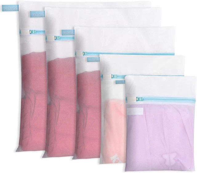 5 Pack Premium Mesh Laundry Bags for Delicates and Lingerie, Laundry Bag with Re