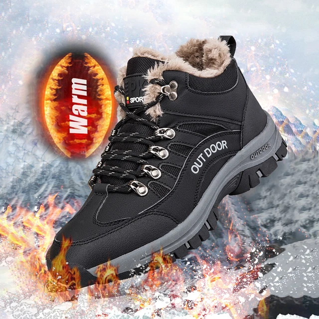 MENS ANKLE BOOTS Non Slip Winter Hiking Shoes Waterproof Cozy for