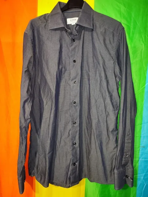 ETÒN ETON camisa slim de algodón de manga larga para hombre talla M 39/15,5